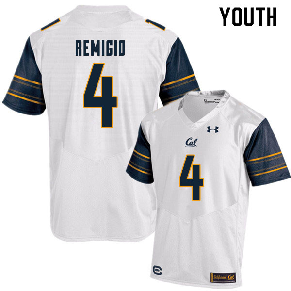Youth #4 Nikko Remigio Cal Bears College Football Jerseys Sale-White - Click Image to Close
